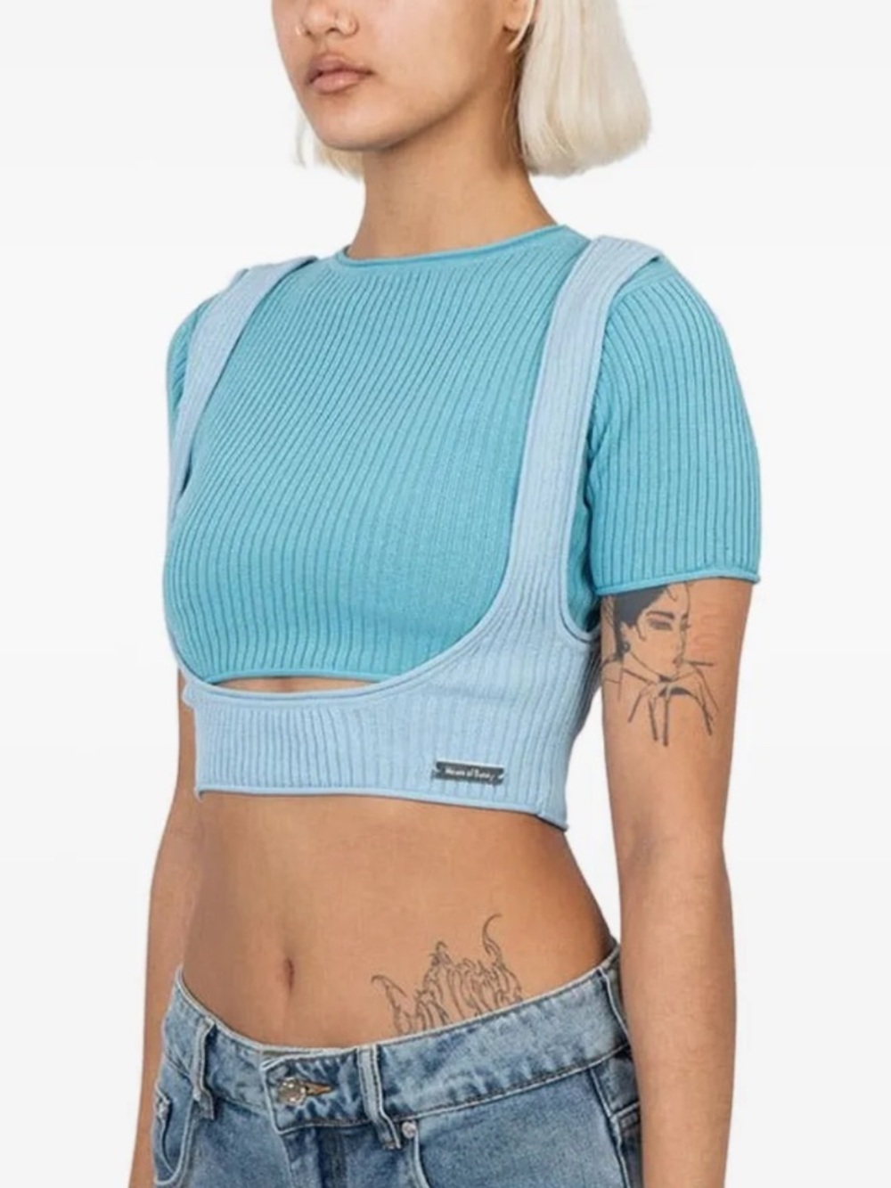House of Sunny Ribbed Cut-Out Crop Top